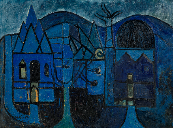 Blue Painting (1959) by Avinash Chandra. Image Courtesy of AINA Gallery.
